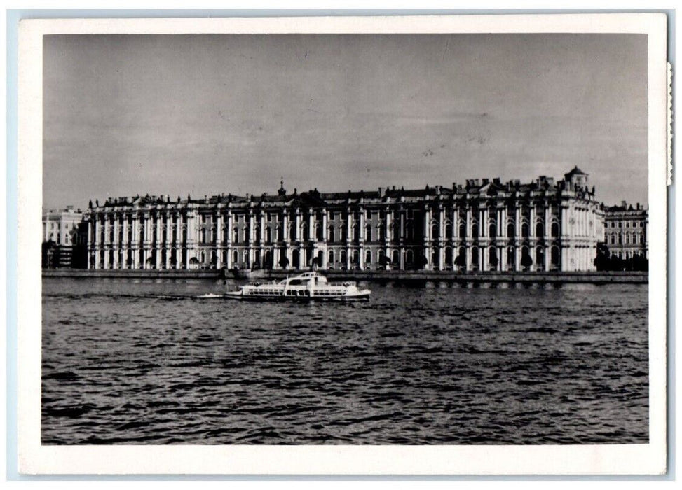 1962 Winter Palace River Boat View St. Petersburg Russia RPPC Photo Postcard