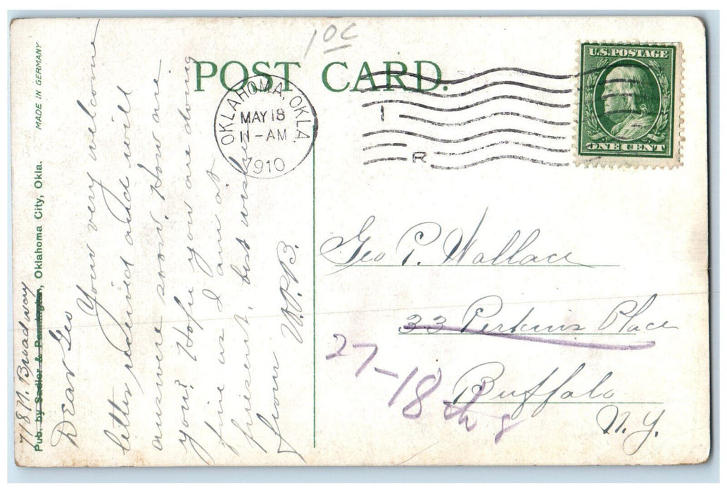 1910 Court House Mansion Garden Exterior Scene Oklahoma City OK Antique Postcard