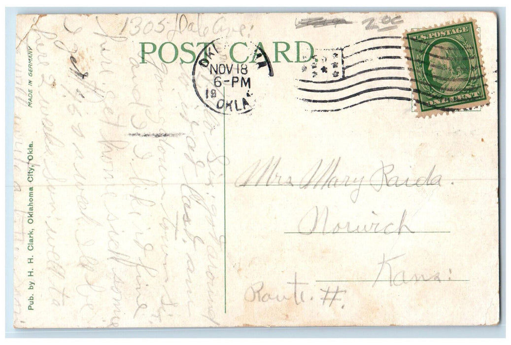 Bass & Harbour Building Horse Carriage Street Scene Oklahoma City OK Postcard