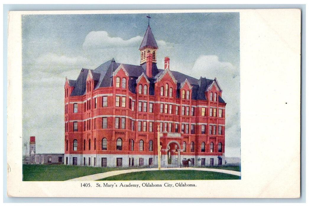 St. Mary's Academy Garden Exterior Scene Oklahoma City OK Antique Postcard