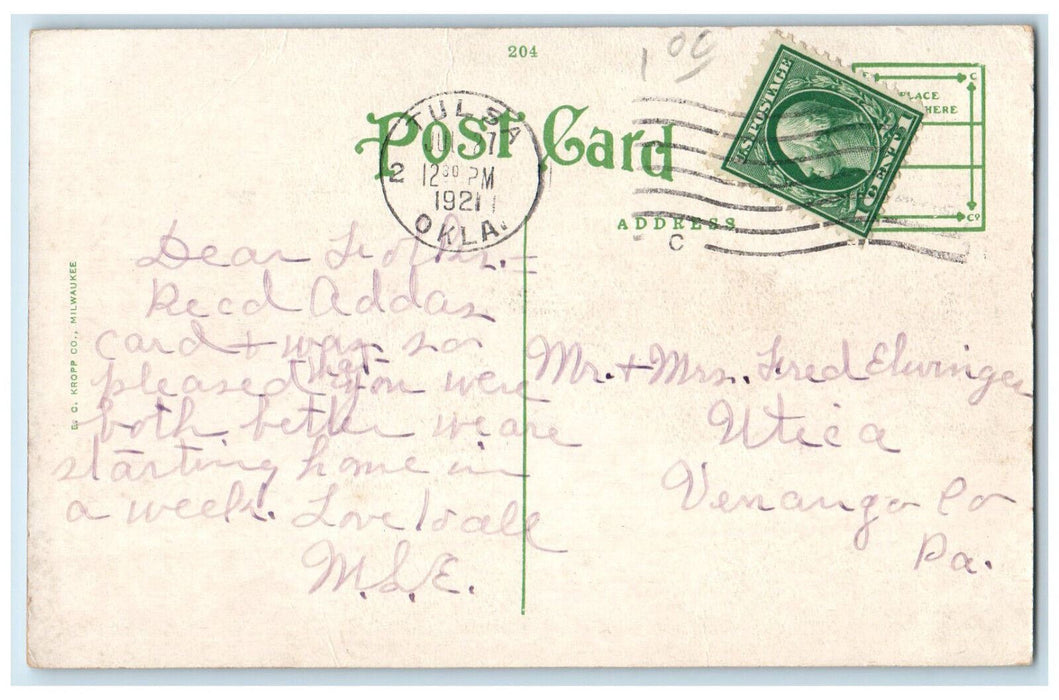 1921 View Of Pond Of Oil Near Tulsa Oklahoma OK Vintage Posted Postcard