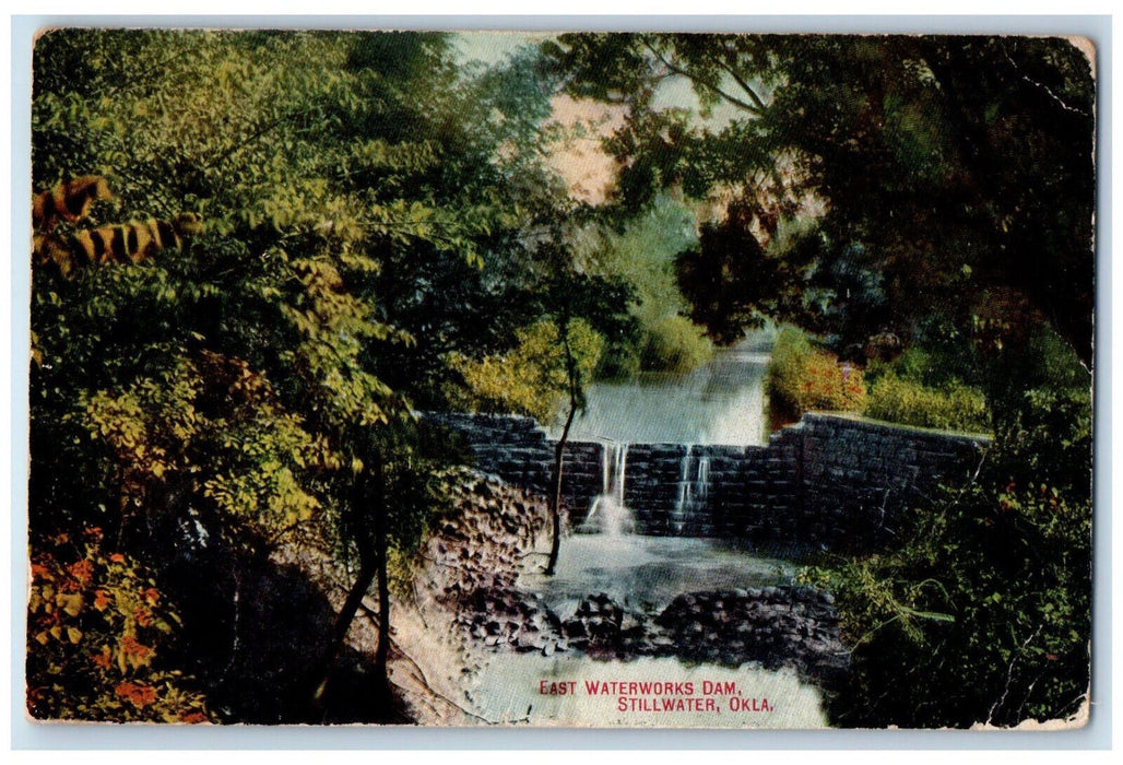 1909 Scenic View Of East Waterworks Dam Stillwater Oklahoma OK Antique Postcard