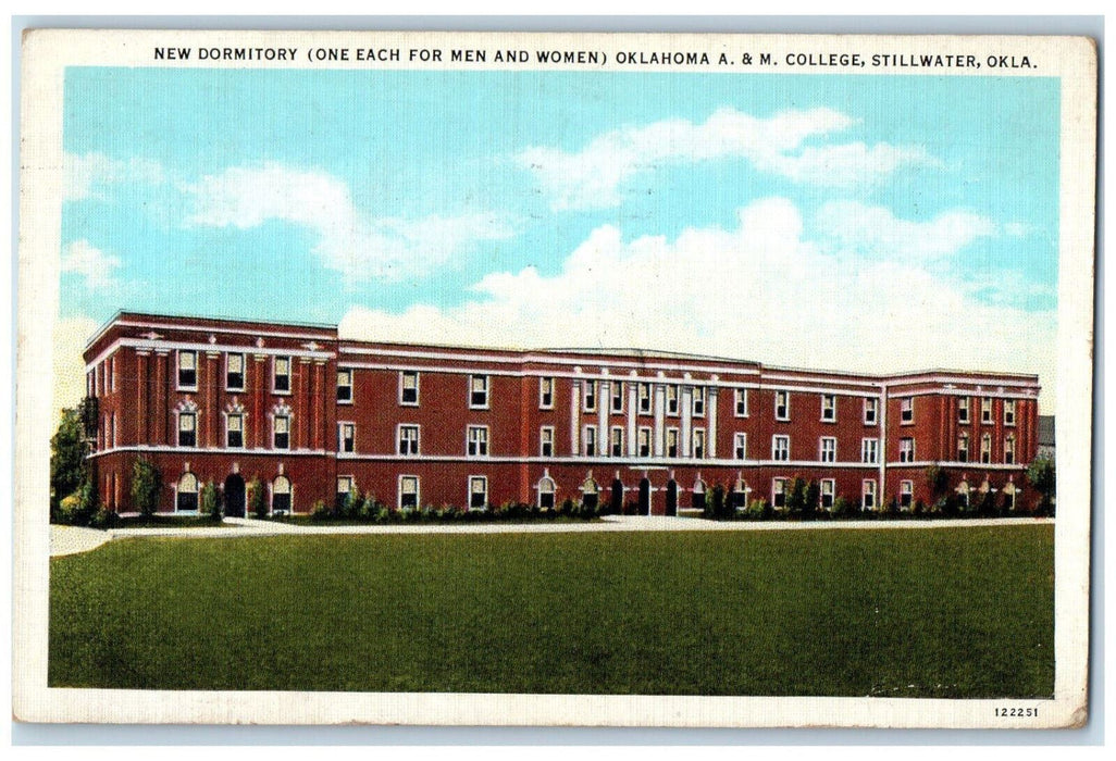 New Dormitory  Oklahoma A. & M. College Panoramic View Stillwater OK Postcard