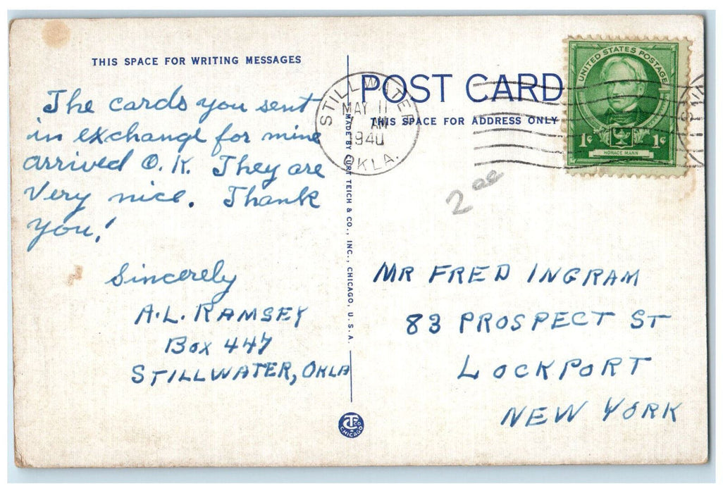 New Dormitory  Oklahoma A. & M. College Panoramic View Stillwater OK Postcard