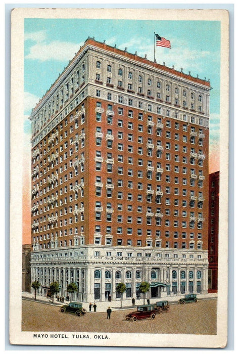 Mayo Hotel Building Cars Street Exterior Scene Tulsa Oklahoma OK Postcard