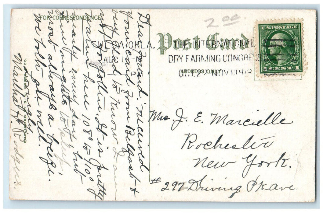 1913 Tulsa Hotel Building Cars Street Exterior View Oklahoma OK Antique Postcard