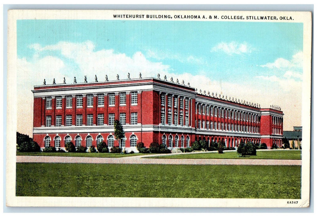 1939 Whitehurst Building Oklahoma A. & M. College Stillwater OK Postcard