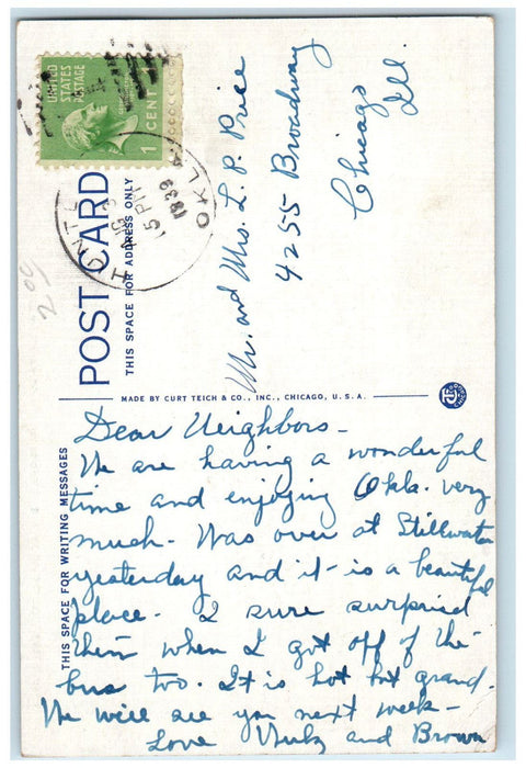 1939 Whitehurst Building Oklahoma A. & M. College Stillwater OK Postcard