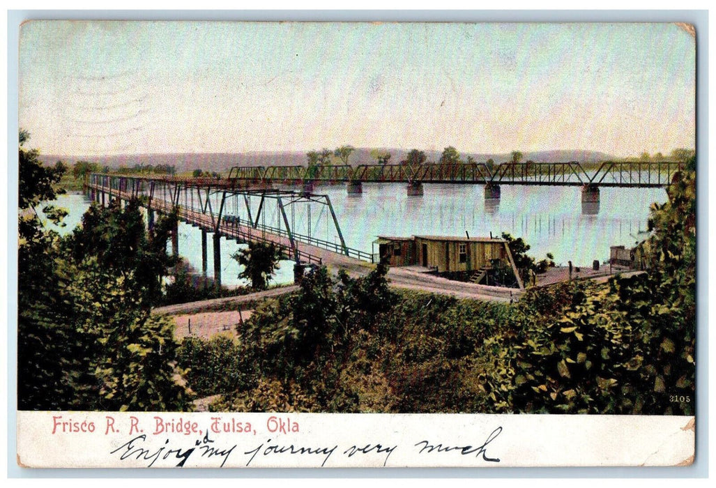 1907 Frisco R. R. Train Railroad Bridge Tulsa Oklahoma OK Antique Postcard