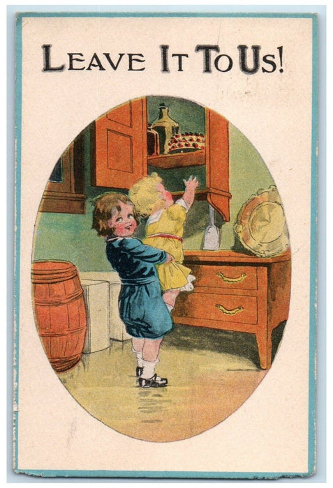 1915 Children Getting Cake Cabinet Barell Pendleton Oregon OR Antique Postcard