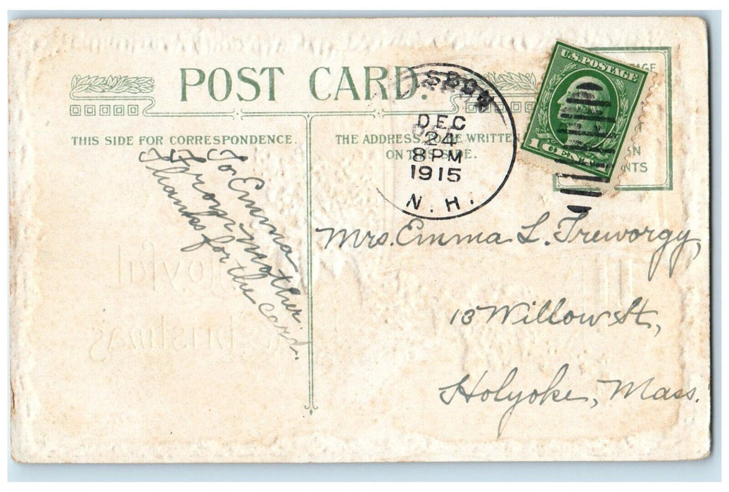 1915 Christmas December 25 Berries Winter John Winsch Artist Signed Postcard
