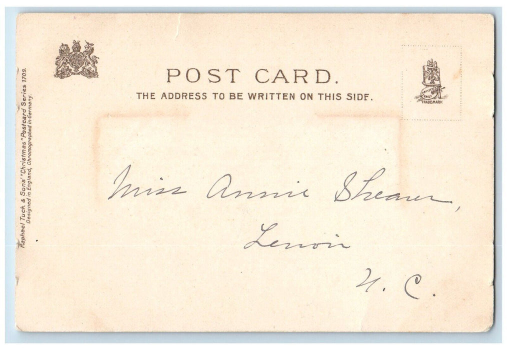 c1905 Christmas Best Wishes Mary Religious Lamb Tuck's Posted Antique Postcard
