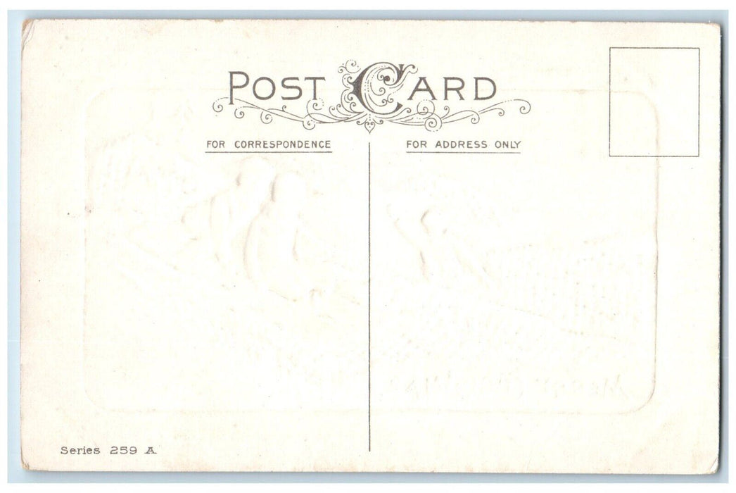 c1910's Merry Christmas Children Sleigh Winter Embossed Posted Antique Postcard