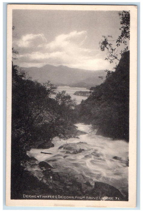 c1940's Derwent Water & Skidddaw From Above Lodore Keswick England Postcard