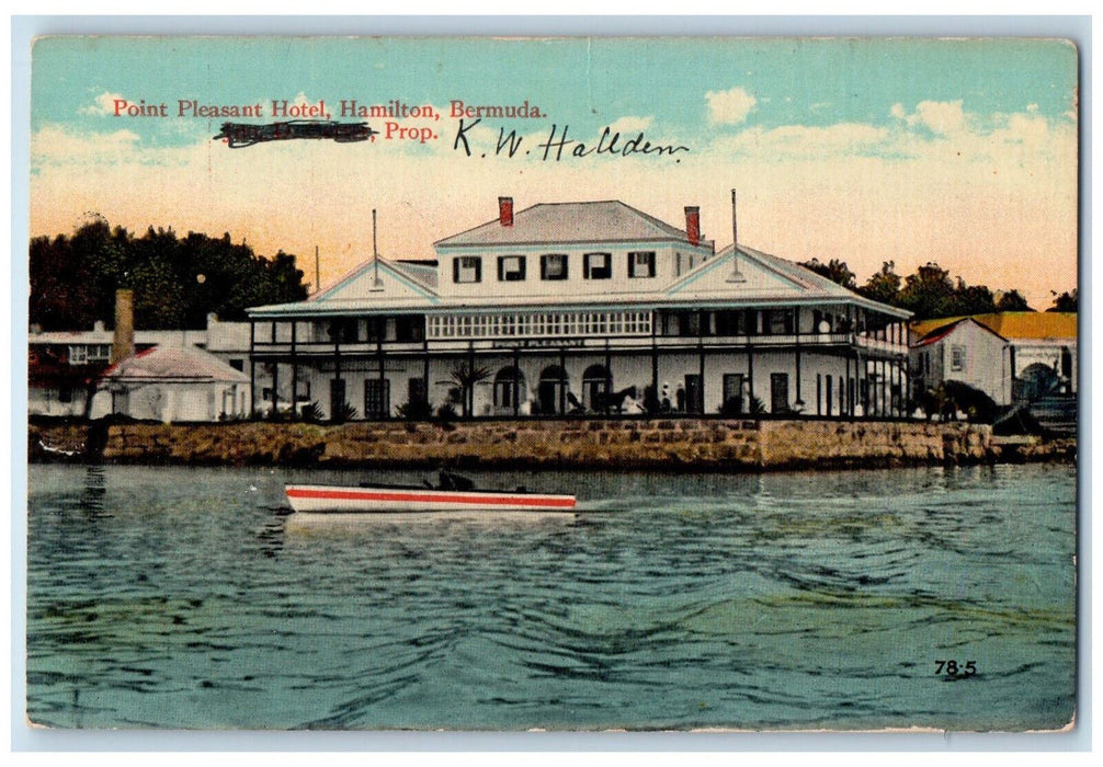 c1910 Boating at Point Pleasant Hotel Hamilton Bermuda Unposted Antique Postcard