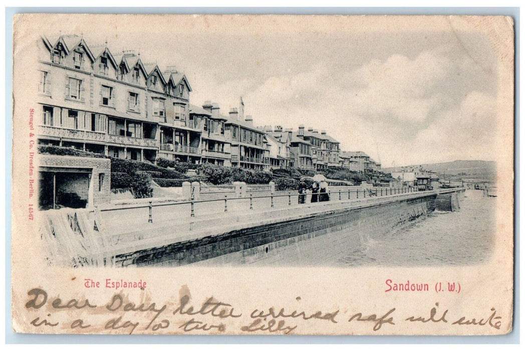 1902 The Esplanade Sandown Isle of Wight England Posted Antique Postcard