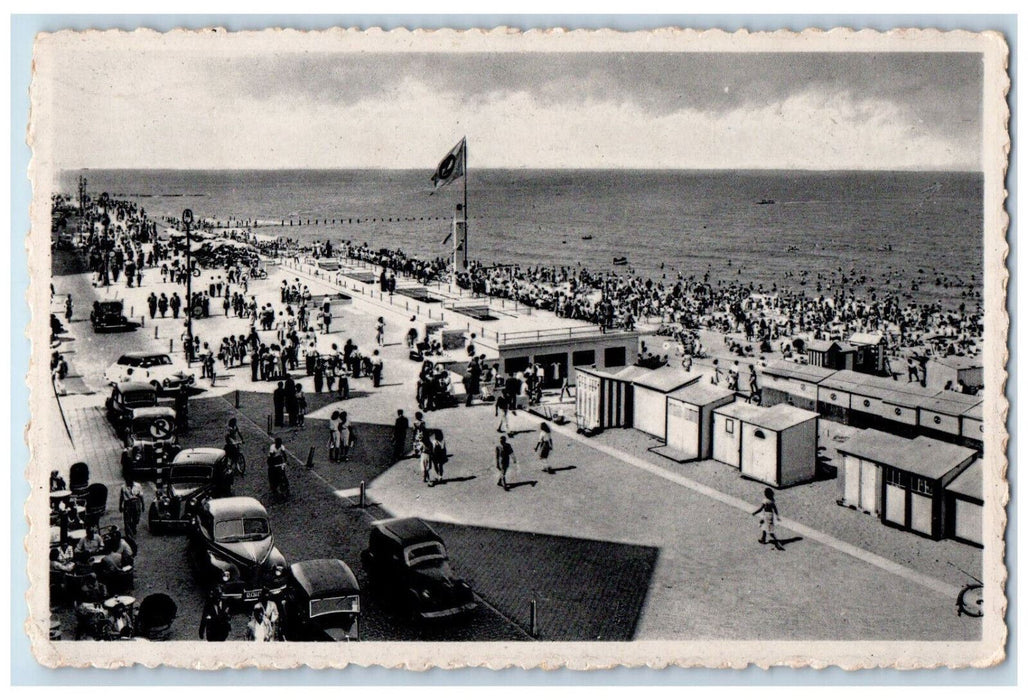 1955 Scene of Crowd Ocean Panorama Der Balns Knokke Belgium Postcard