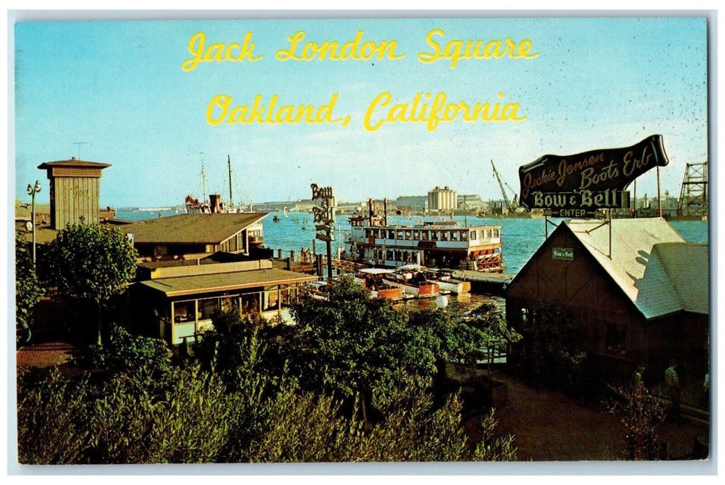 c1960 Jack London Square Estuary Ship Foot Broadway Oakland California Postcard