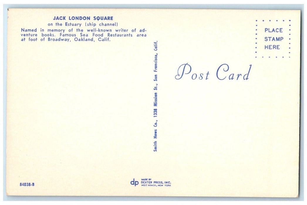 c1960 Jack London Square Estuary Ship Foot Broadway Oakland California Postcard