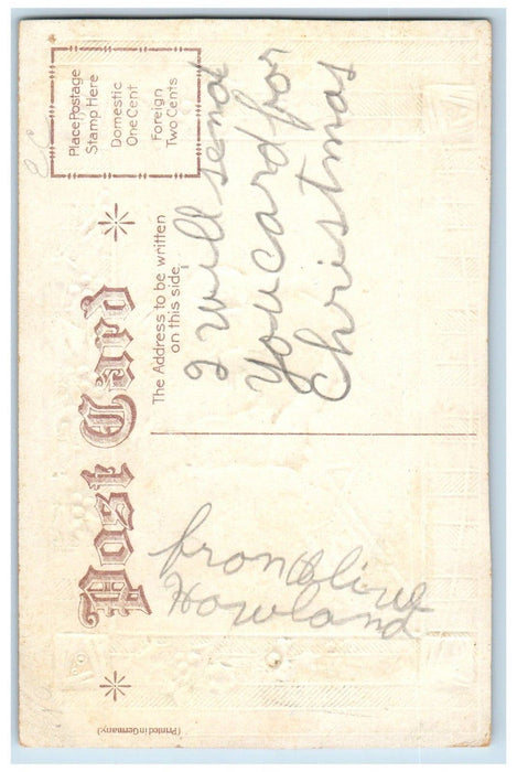 c1910's Christmas Greeting Children On Winter Pine Trees Berries Nash Postcard