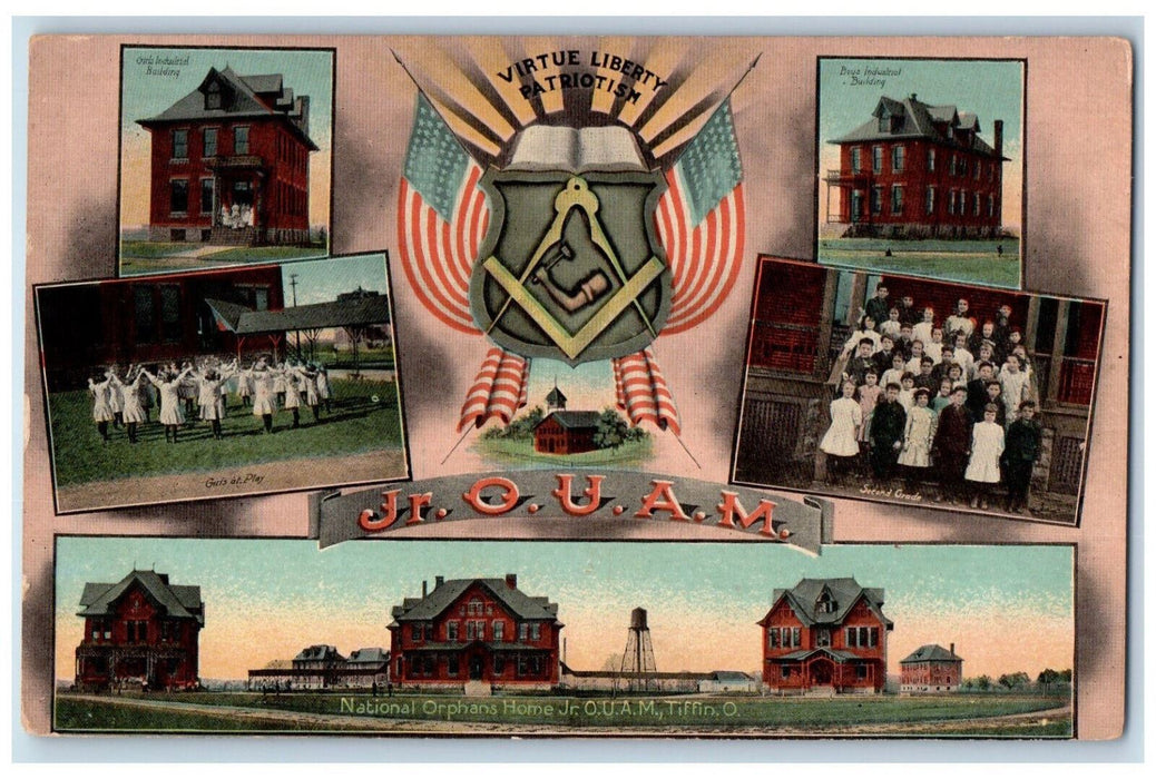 National Orphans Home Jr. O.U.A.M., Tiffin Ohio OH Multiview Antique Postcard