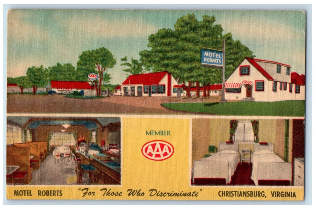 View Of Motel Roberts Christiansburg Virginia VA Multiview Vintage Postcard