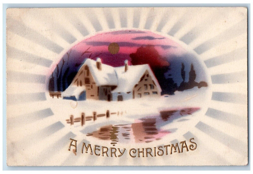 c1910's Merry Christmas Houses Winter Dayton Ohio OH Posted Antique Postcard