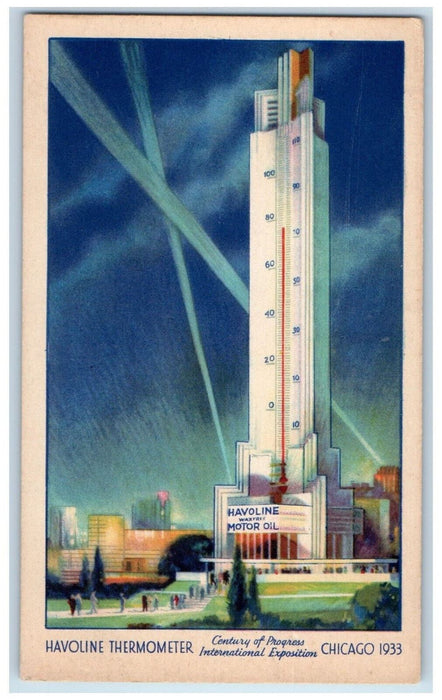 Havoline Thermometer Waxfree Havoline Chicago Illinois IL Antique Postcard