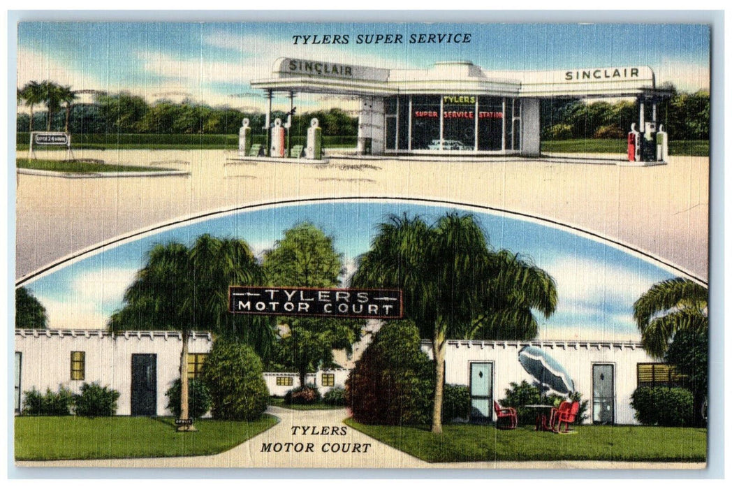 1951 View Of Tyler Motor Court Orlando Haines City Florida FL Dual View Postcard