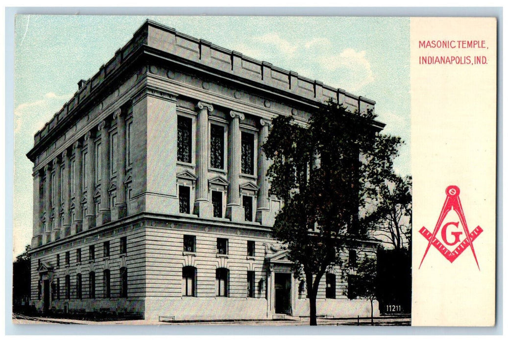 Masonic Temple Building Front View Indianapolis Indiana IN Antique Postcard