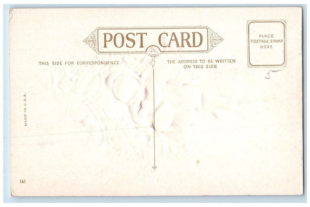 c1910's Christmas Childrens Man Carrying Christmas Tree Embossed Postcard