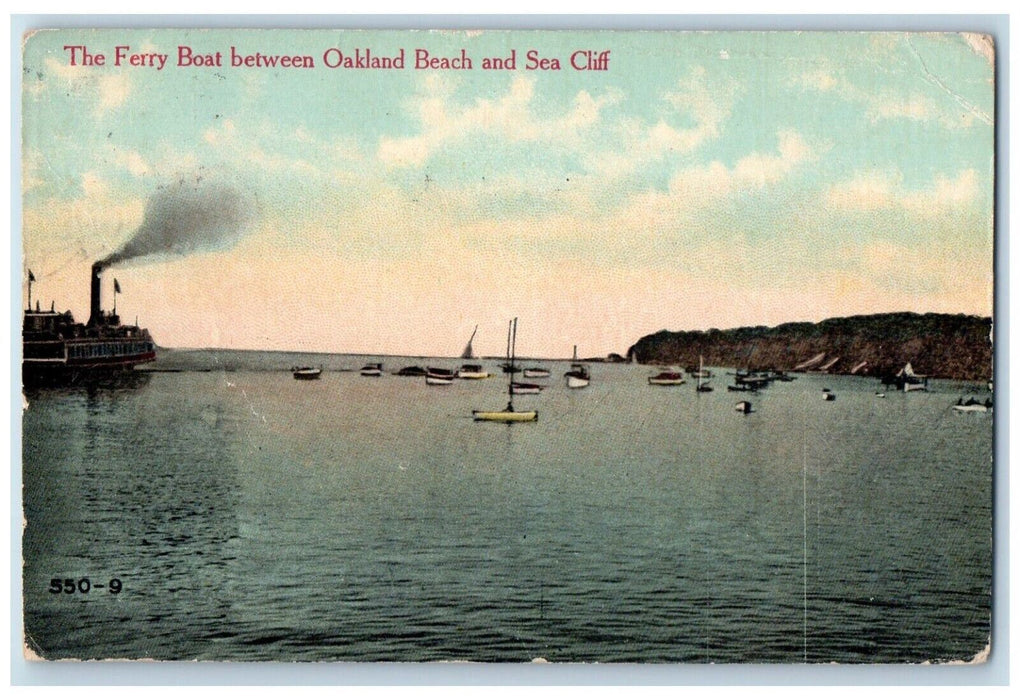 c1910 Ferry Boat Oakland Beach Sea Cliff Steamer Sailboat California CA Postcard