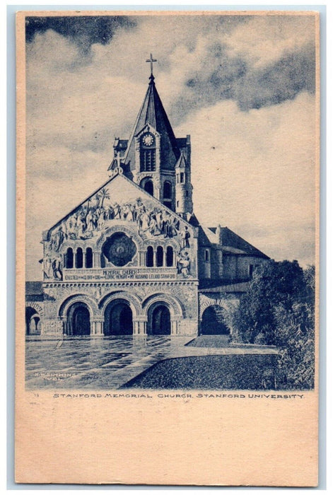 c1907 Stanford Memorial Church Stanford University Sepia Delft New York Postcard