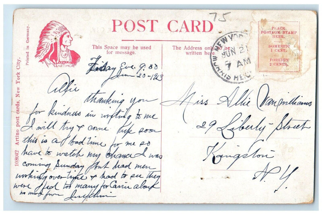 1913 University Heights Forrest Building Railroad Train New York City Postcard