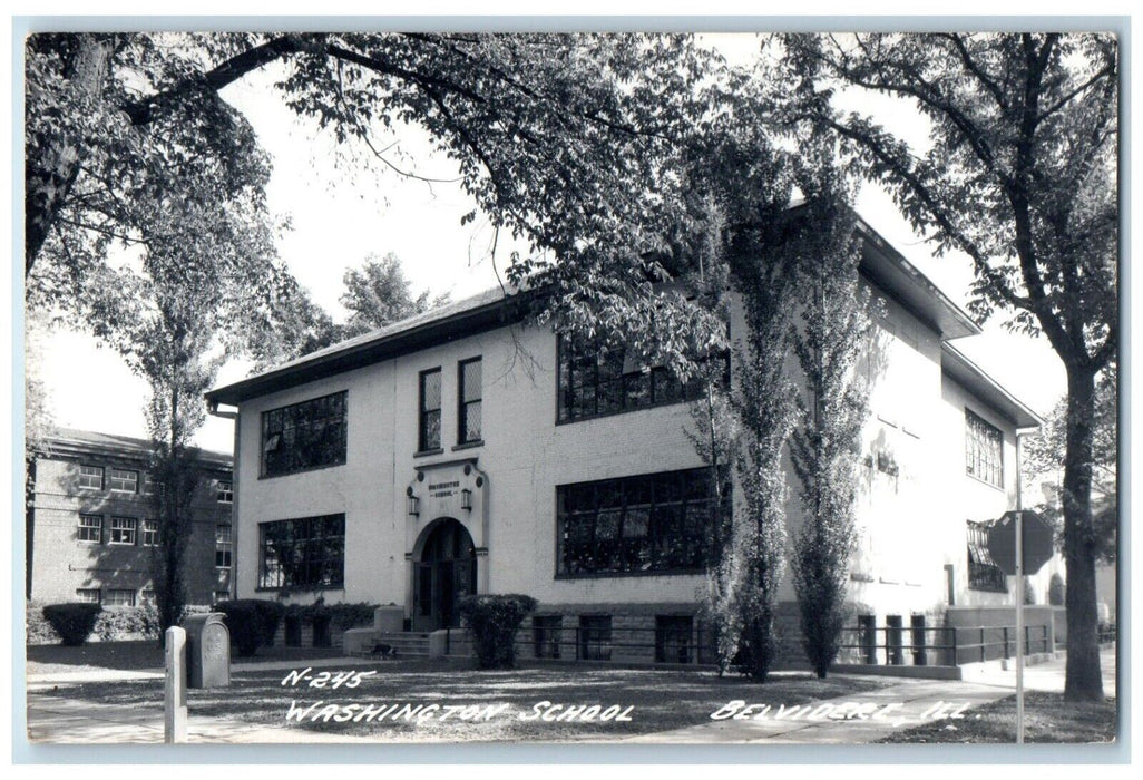 c1940's Washington School Belvidere Illinois IL RPPC Unposted Photo Postcard