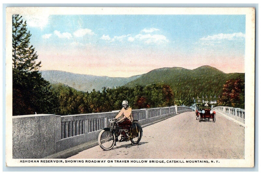 c1920 Ashokan Reservoir Roadway Traver Hollow Bridge Catskill Mountain  Postcard