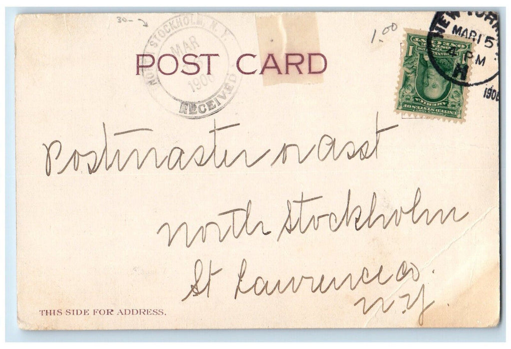 1900 Policemen Girl You Have Read Stockholm New York NY Posted Antique Postcard
