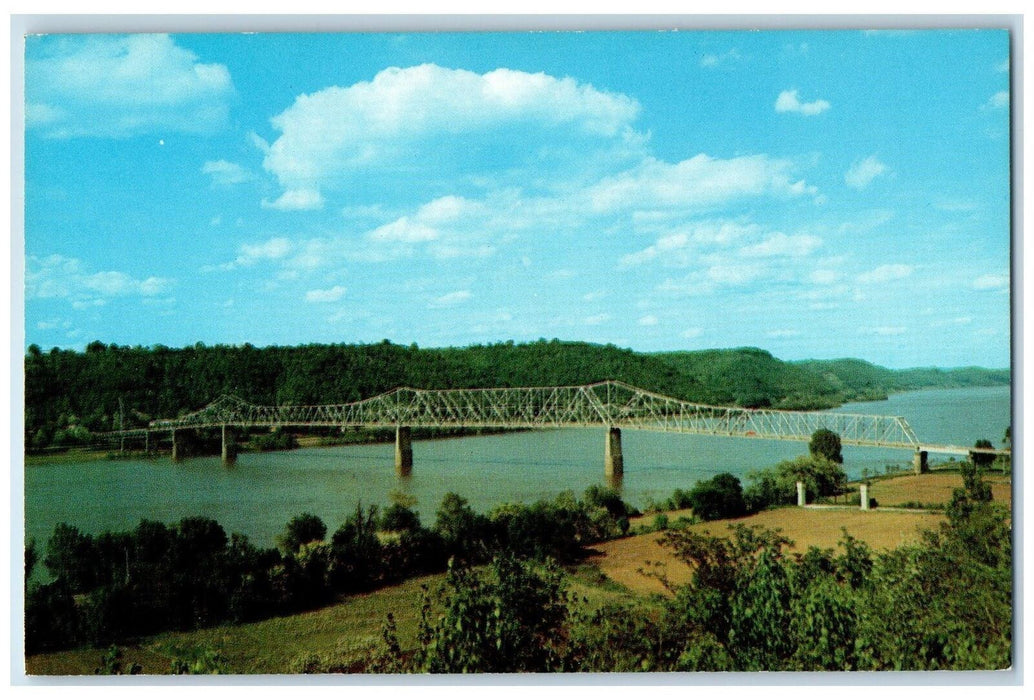 Free Bridge Crossing Ohio River From Milton KY To Madison Indiana IN Postcard