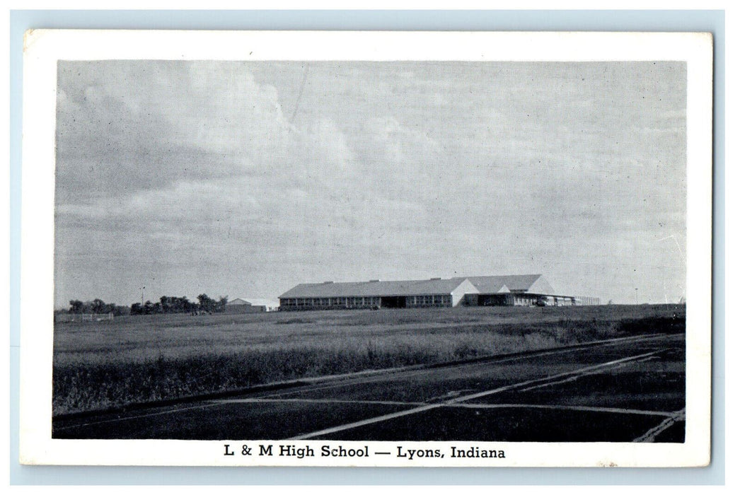 c1940s L & M High School Lyons Indiana IN Unposted Vintage Postcard