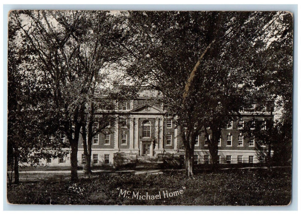 1916 Mc Michael Home Building Front View Trees Monmouth Illinois IL Postcard