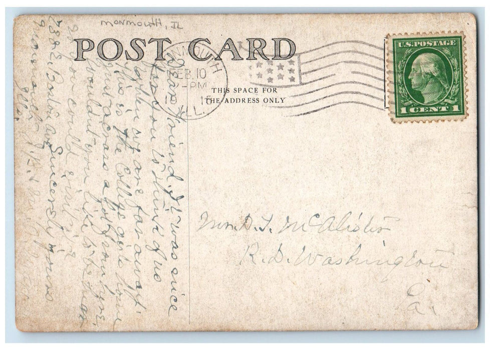 1916 Mc Michael Home Building Front View Trees Monmouth Illinois IL Postcard
