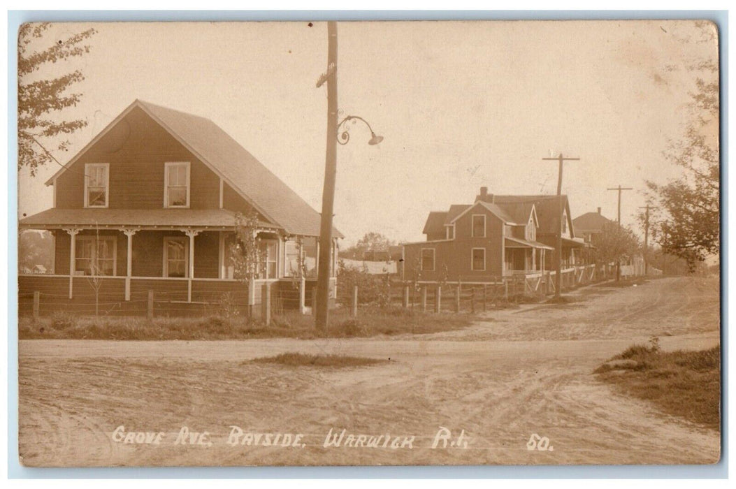 c1910's Grove Avenue Bayside Warwick Rhode Island RI RPPC Photo Postcard