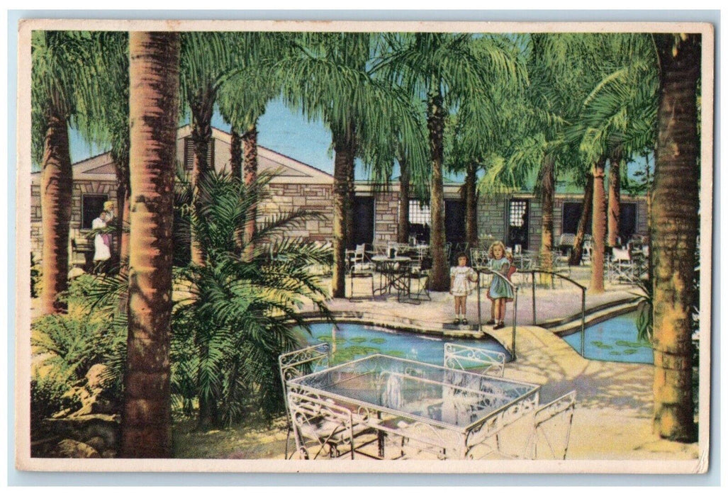 1949 Indian Rocks Resort Hotel Pool Pine Trees Room Clearwater Florida Postcard