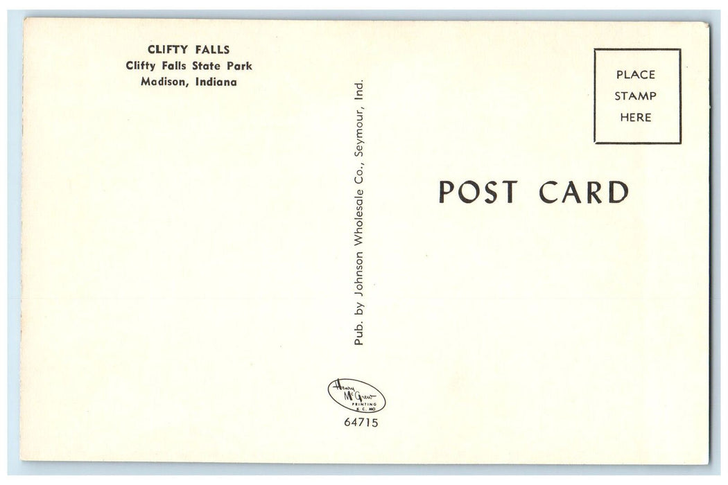 Scenic View Of Clifty Water Falls State Park Madison Indiana IN Vintage Postcard