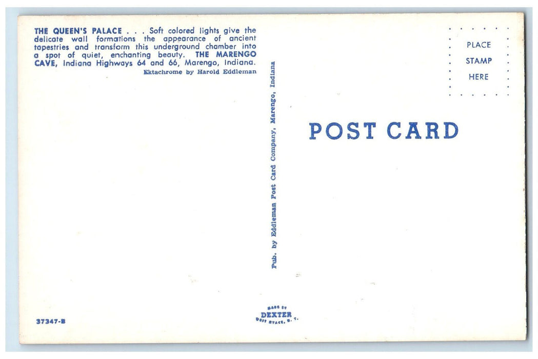 The Queen Place Underground Chamber Marengo Cave Indiana IN Vintage Postcard