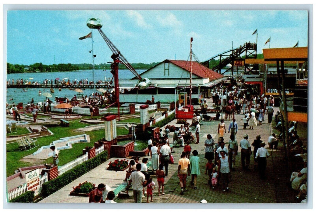 Boardwalk Indiana Beach Shaker Lake Near Monticello Indiana IN Vintage Postcard