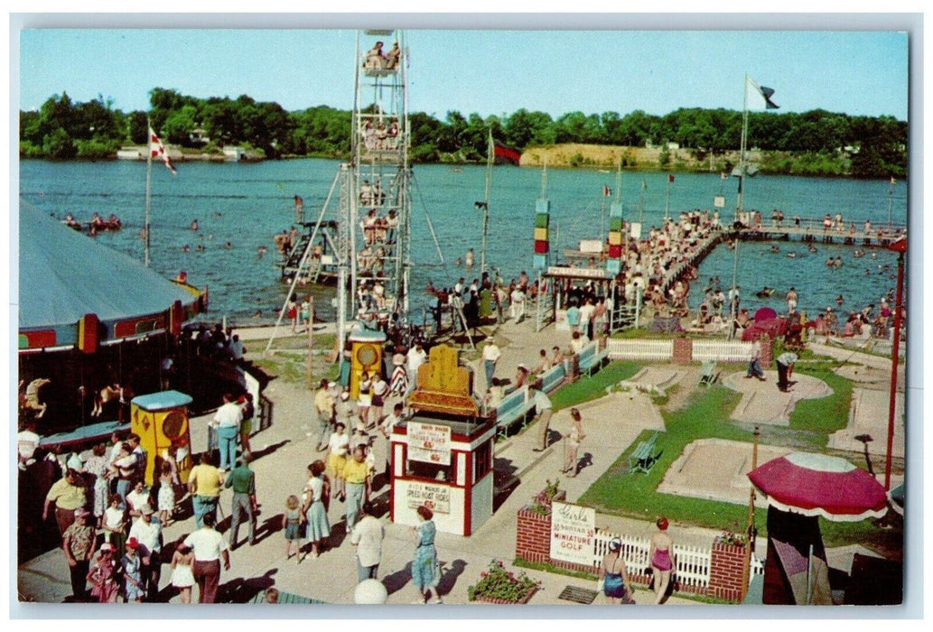 View Of Amusement Zone Indiana Beach Monticello Indiana IN Vintage Postcard