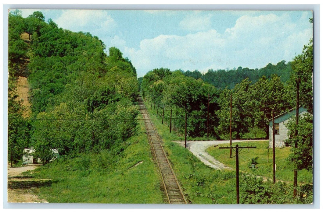 World's Steepest Standard Gauge Train Railway Cut Madison Indiana IN Postcard