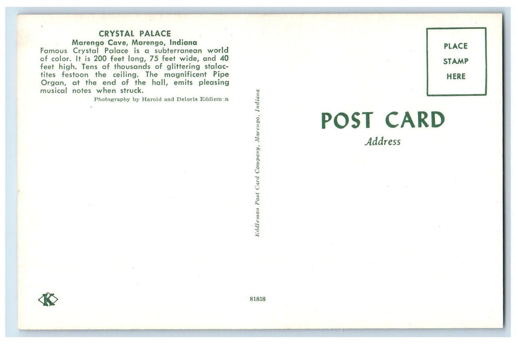 View Of Famous Crystal Palace Marengo Cave Indiana IN Vintage Unposted Postcard