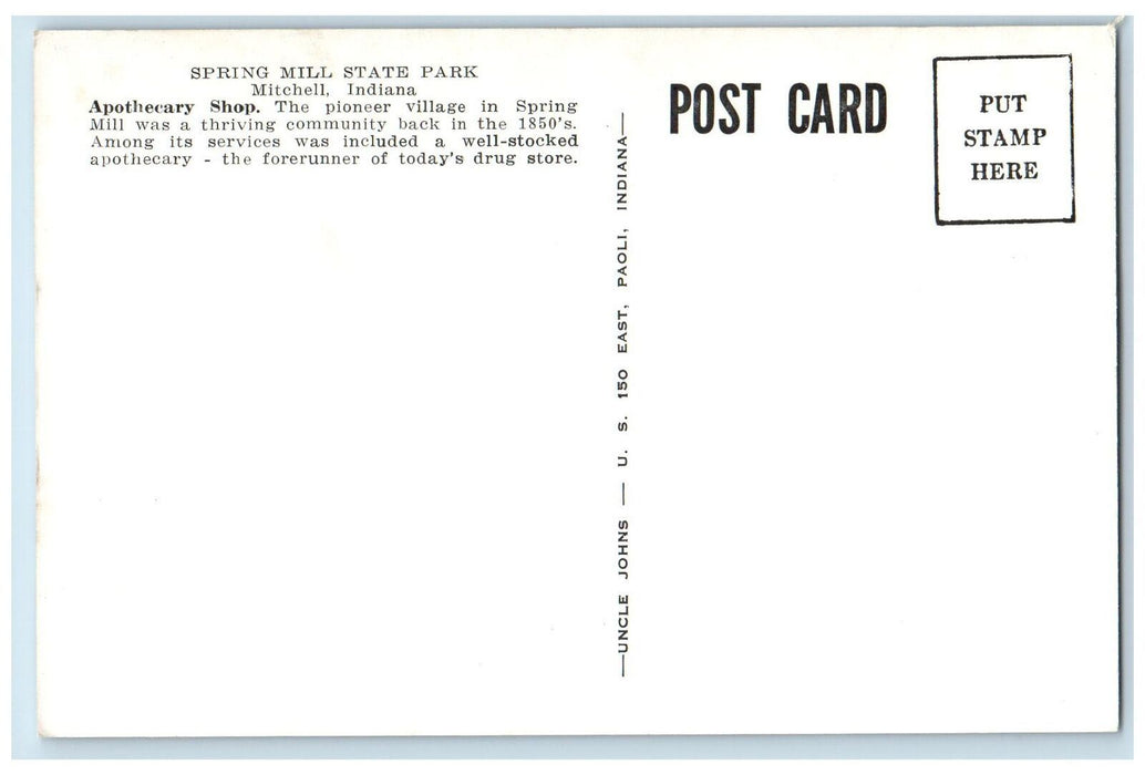 Apothecary Shop Spring Mill State Park Interior Mitchell Indiana IN Postcard